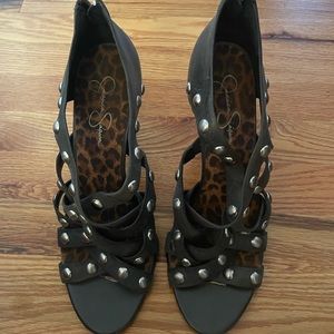 Jessica Simpson size 10 black and silver studded heels